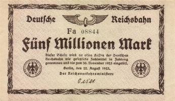 Német Birodalom/Weimari Köztársaság/Német Birodalmi Vasutak/Berlin 1923. 500.000M (4x) klf vízjeles ...