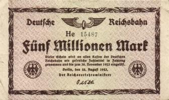 Német Birodalom/Weimari Köztársaság/Német Birodalmi Vasutak/Berlin 1923. 500.000M (4x) klf vízjeles ...