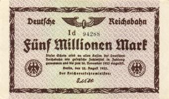 Német Birodalom/Weimari Köztársaság/Német Birodalmi Vasutak/Berlin 1923. 500.000M (3x) klf vízjeles papíron T:II,II+