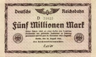 Német Birodalom/Weimari Köztársaság/Német Birodalmi Vasutak/Berlin 1923. 500.000M (3x) klf vízjeles ...