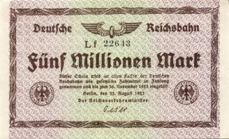 Német Birodalom/Weimari Köztársaság/Német Birodalmi Vasutak/Berlin 1923. 500.000M (3x) klf vízjeles ...