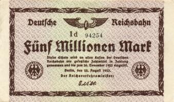 Német Birodalom/Weimari Köztársaság/Német Birodalmi Vasutak/Berlin 1923. 500.000M (2x) klf vízjeles papíron T:I-,II+