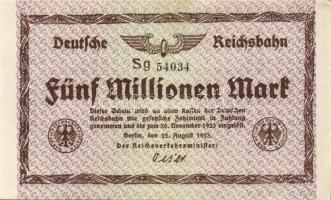 Német Birodalom/Weimari Köztársaság/Német Birodalmi Vasutak/Berlin 1923. 500.000M (2x) klf vízjeles ...