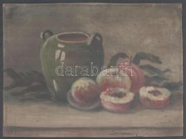 Sándorfi jelzéssel: Csendélet gyümölcsökkel. Olaj, karton, 23,5×32 cm