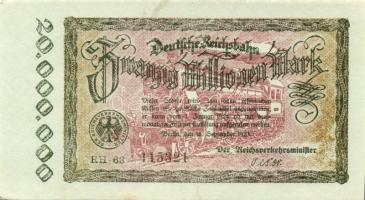 Német Birodalom/Weimari Köztársaság/Német Birodalmi Vasutak/Berlin 1923. 20.000.000M (4x) egymásután...