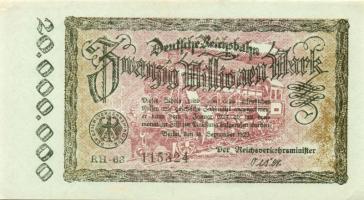 Német Birodalom/Weimari Köztársaság/Német Birodalmi Vasutak/Berlin 1923. 20.000.000M (4x) egymásután...
