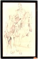 Jelzés nélkül, El Greco (1541 körül-1614) után: Szent Márton és a koldus. Ceruza, papír, hullámos, k...