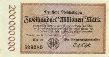 Német Birodalom/Weimari Köztársaság/Német Birodalmi Vasutak/Berlin 1923. 1000.000M, 2000.000M, 5000....