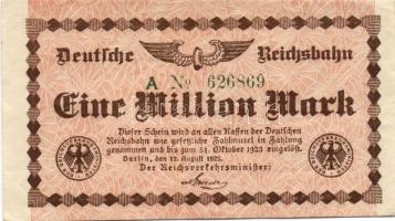 Német Birodalom/Weimari Köztársaság/Német Birodalmi Vasutak/Berlin 1923. 1000.000M, 2000.000M, 5000....