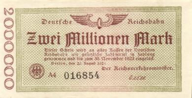 Német Birodalom/Weimari Köztársaság/Német Birodalmi Vasutak/Berlin 1923. 1000.000M, 2000.000M, 5000....