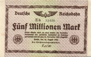 Német Birodalom/Weimari Köztársaság/Német Birodalmi Vasutak/Berlin 1923. 1000.000M, 2000.000M, 5000....