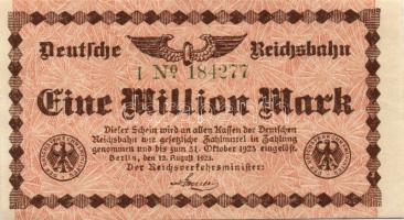 Német Birodalom/Weimari Köztársaság/Német Birodalmi Vasutak/Berlin 1923. 1000.000M, 2000.000M, 5000....