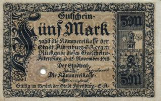 Német Birodalom/Weimari Köztársaság/Altenburg 1918.11.15. 5M hivatalos érvénytelenítéssel T:II