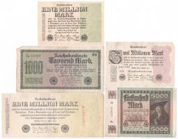 Németország / Weimari Köztársaság 1922. 1000M + 5000M + 1923. 1.000.000M (2xklf) + 2.000.000 T:III  Germany / Weimar Republic 1922. 1000 Mark + 5000 Mark + 1923. 1.000.000 Mark (2xdiff) + 2.000.000 Mark C:F
