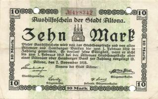 Német Birodalom/Császárság/Altona 1918.11.2. 10M hivatalos érvénytelenítéssel T:II