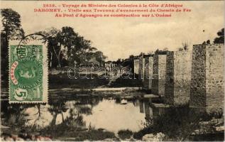 Ouémé, Visite aux Travaux davancement du Chemin de Fer Au Pont dAgouagou en construction, Voyage du Ministre des Colonies á la Cote dAfrique / railway construction