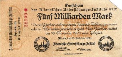 Német Birodalom/Weimari Köztársaság/Altona 1923.10.10. 5000.000.000M hivatalos érvénytelenítéssel T:II-