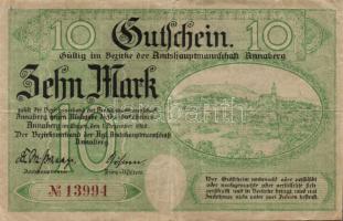 Német Birodalom/Weimari Köztársaság/Annaberg 1918. 10M hivatalos érvénytelenítéssel T:II-