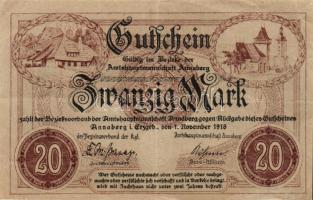 Német Birodalom/Császárság/Annaberg 1918. 20M hivatalos érvénytelenítéssel T:II