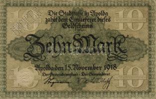 Német Birodalom/Weimari Köztársaság/Apolda 1918. 10M hivatalos érvénytelenítéssel T:II-