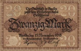 Német Birodalom/Weimari Köztársaság/Apolda 1918. 20M hivatalos érvénytelenítéssel T:II