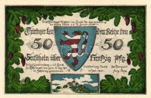 Német Birodalom/Weimari Köztársaság/ Kahla-Leuchtenburg 1921. 50Pf(6x) + 75Pf(6x) 12klf db, teljes s...