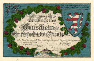 Német Birodalom/Weimari Köztársaság/ Kahla-Leuchtenburg 1921. 50Pf(6x) + 75Pf(6x) 12klf db, teljes s...