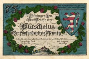 Német Birodalom/Weimari Köztársaság/ Kahla-Leuchtenburg 1921. 50Pf(6x) + 75Pf(6x) 12klf db, teljes s...