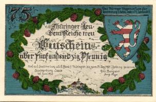 Német Birodalom/Weimari Köztársaság/ Kahla-Leuchtenburg 1921. 50Pf(6x) + 75Pf(6x) 12klf db, teljes s...