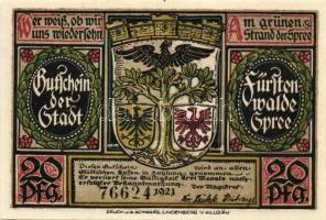 Német Birodalom/Weimari Köztársaság/ Fürstenwalde 1921. 20Pf(3x) + 25Pf(3x) + 50Pf(3x) 9klf db, telj...