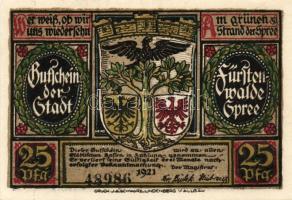 Német Birodalom/Weimari Köztársaság/ Fürstenwalde 1921. 20Pf(3x) + 25Pf(3x) + 50Pf(3x) 9klf db, telj...