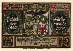 Német Birodalom/Weimari Köztársaság/ Fürstenwalde 1921. 20Pf(3x) + 25Pf(3x) + 50Pf(3x) 9klf db, telj...