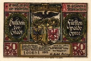 Német Birodalom/Weimari Köztársaság/ Fürstenwalde 1921. 20Pf(3x) + 25Pf(3x) + 50Pf(3x) 9klf db, telj...