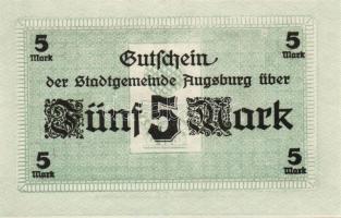 Német Birodalom/Császárság/Augsburg 1918. 5M hivatalos érvénytelenítéssel T:I