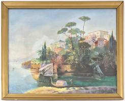 Dorozsmai jelzéssel: Mediterrán tengerpart. Olaj, vászon, kartonra kasírozva, üvegezett fa keretben,...