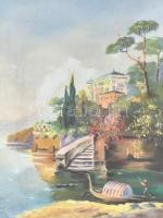 Dorozsmai jelzéssel: Mediterrán tengerpart. Olaj, vászon, kartonra kasírozva, üvegezett fa keretben,...