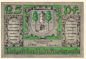 Német Birodalom/Weimari Köztársaság/ Finsterwalde 1921. 25Pf + 50Pf + 75Pf 3klf db, teljes sor T:I