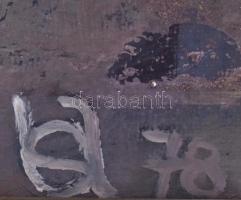 Babos László (1947-): Műemlék. Olaj, farost, hátoldalán Képcsarnok Vállalat címkéjével, fa keretben,...