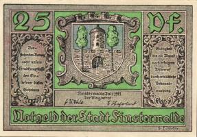 Német Birodalom/Weimari Köztársaság/ Finsterwalde 1921. 25Pf + 50Pf + 75Pf 3klf db, teljes sor T:I