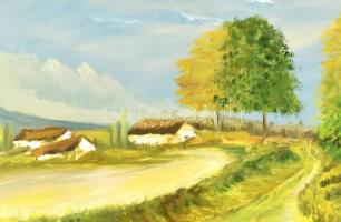 M. Bender 2016 jelzéssel: Tájkép. Olaj, farost, fehér fa keretben, hátulján is jelzett, 38,5x58 cm