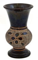 Festett mázas kerámia váza, alján 1941 jelzéssel, apró kopásokkal, m: 13 cm