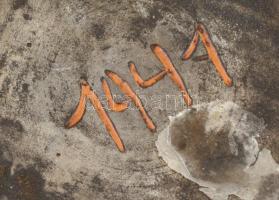 Festett mázas kerámia váza, alján 1941 jelzéssel, apró kopásokkal, m: 13 cm