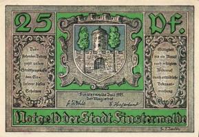 Német Birodalom/Weimari Köztársaság/ Finsterwalde 1921. 25Pf + 50Pf + 75Pf 3klf db, teljes sor T:I