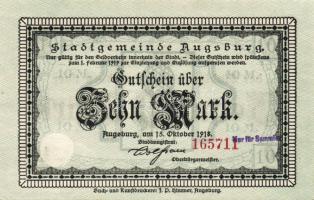Német Birodalom/Császárság/Augsburg 1918. 10M hivatalos érvénytelenítéssel T:I