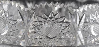 Talpas kínáló, csiszolt ólomkristály, jelzett, apró kopásokkal, m: 16 cm, d: 19,5 cm