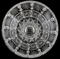 Talpas kínáló, csiszolt ólomkristály, jelzett, apró kopásokkal, m: 16 cm, d: 19,5 cm