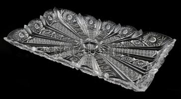 Csiszolt ólomkristály hamutál és tálca, jelzetlen, apró kopásokkal, csorbával, d: 12,5 cm, 17,5x29,5...