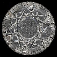 Csiszolt ólomkristály hamutál és tálca, jelzetlen, apró kopásokkal, csorbával, d: 12,5 cm, 17,5x29,5...