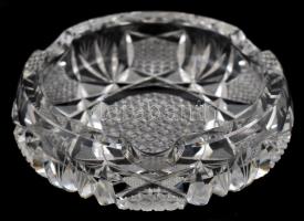 Csiszolt ólomkristály hamutál és tálca, jelzetlen, apró kopásokkal, csorbával, d: 12,5 cm, 17,5x29,5...