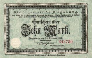 Német Birodalom/Császárság/Augsburg 1918. 10M hivatalos érvénytelenítéssel T:I-